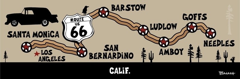 CALIFORNIA ROUTE 66 . TOWNS | LOOSE PRINT | ILLUSTRATION | 1:3 RATIO