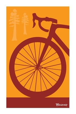 ROAD BIKE . FRONT END . PINES . COLOR SERIES | LOOSE PRINT | ILLUSTRATION | 2:3 RATIO, Size: 4x6, COLOR: SUNDOWN