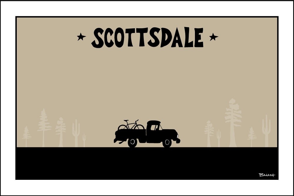 PICKUP . MOUNTAIN BIKE . CACTUS &amp; PINE . SERIES | LOOSE PRINT | ILLUSTRATION | 2:3 RATIO, Size: 4x6, STYLE: SCOTTSDALE