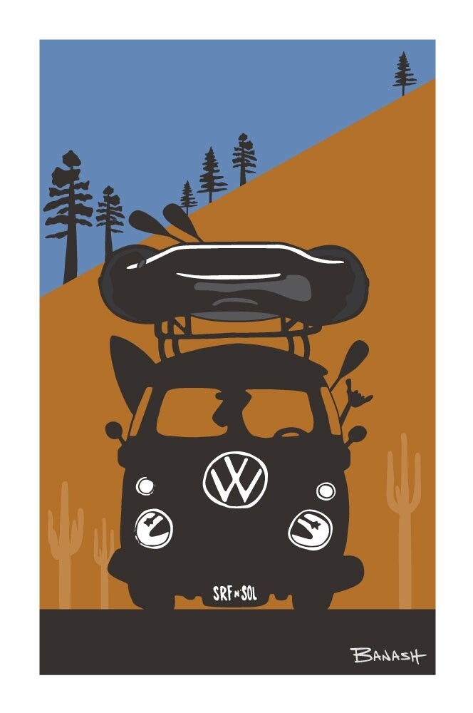 RAFT BUS GRILL . DESERT SLOPE . DESTINATION SERIES | LOOSE PRINT | ILLUSTRATION | 2:3 RATIO, Size: 4x6, STYLE: SIMPLE