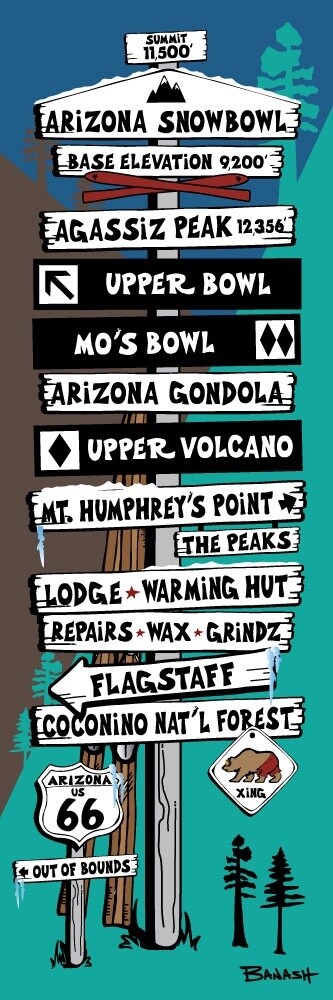 ARIZONA SNOWBOWL SIGN POST | CANVAS | ILLUSTRATION | 1:3 RATIO