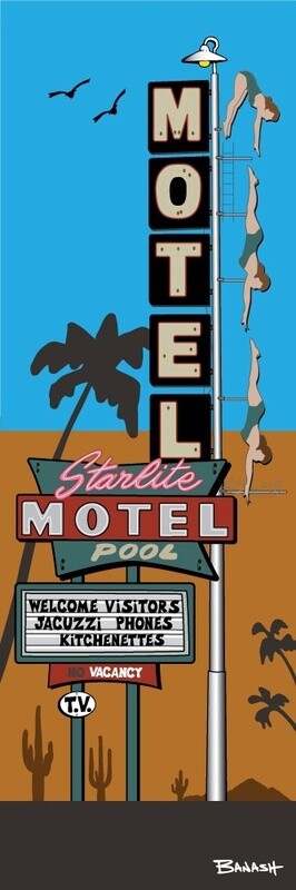 STARLIGHT MOTEL SIGN | CANVAS | ILLUSTRATION | 1:3 RATIO, STYLE: SIMPLE, Size: 5x15