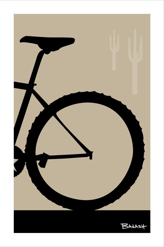 MOUNTAIN BIKE TAIL . CACTUS . COLOR SERIES | LOOSE PRINT | ILLUSTRATION | 2:3 RATIO, Size: 4x6, COLOR: TAN