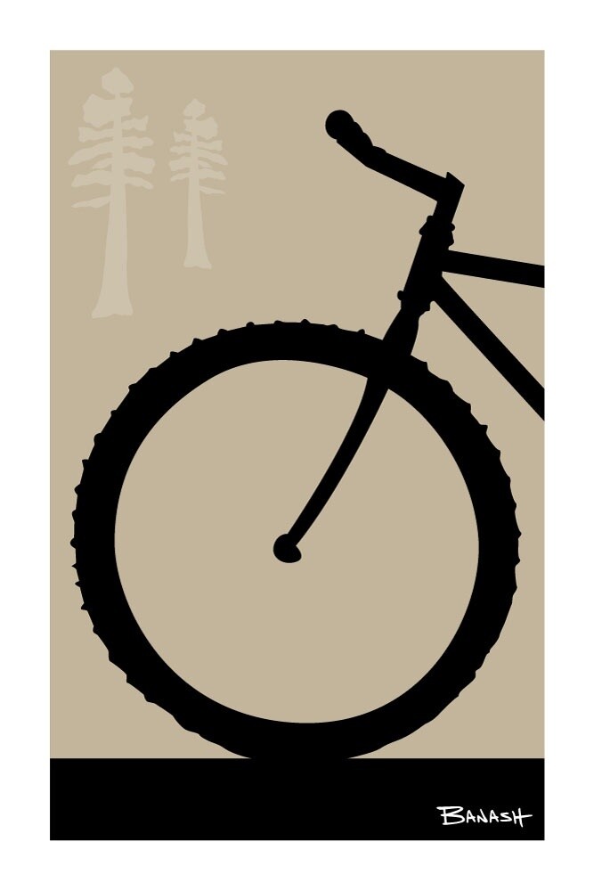 MOUNTAIN BIKE FRONT END . PINES . COLOR SERIES | CANVAS | ILLUSTRATION | 2:3 RATIO, Size: 12x18, COLOR: SAND