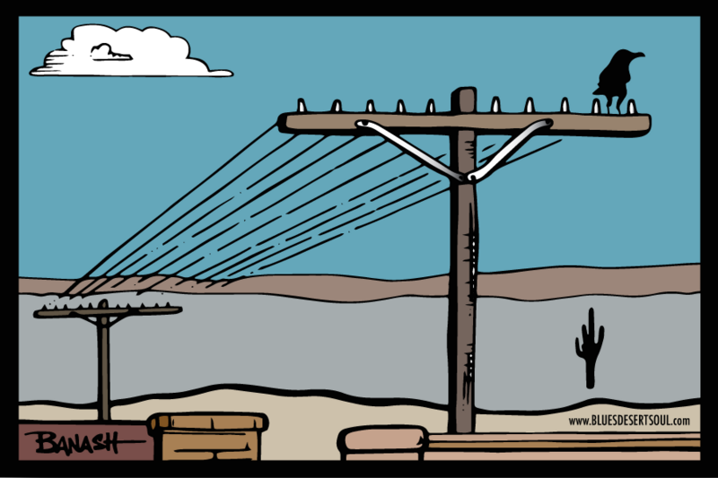 TELEPHONE POLE LINES . CROW | RECTANGULAR STICKER
