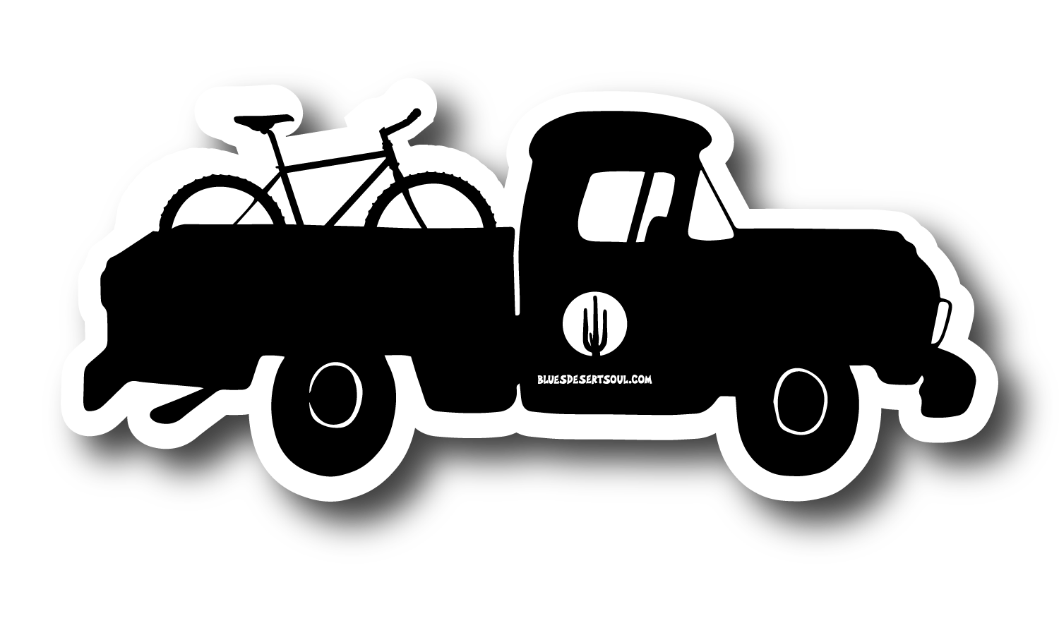 MOUNTAIN BIKE PICKUP . CACTUS MOON | DIE CUT STICKER, Size: 2x4