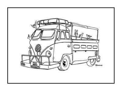 BUBBAS 59 TRUCK BUS . LINE DRAWING | LOOSE PRINT | ILLUSTRATION | 2:3 RATIO