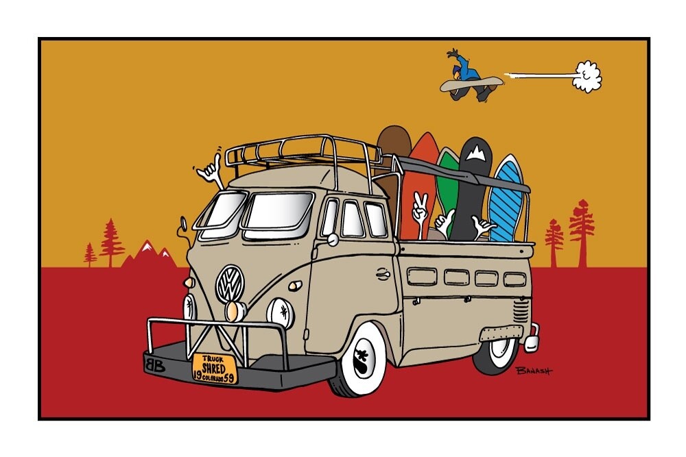 BUBBAS 59 TRUCK BUS . SNOWBOARDS . COLOR SERIES | CANVAS | ILLUSTRATION | 2:3 RATIO, Size: 12x18, COLOR: ORANGE