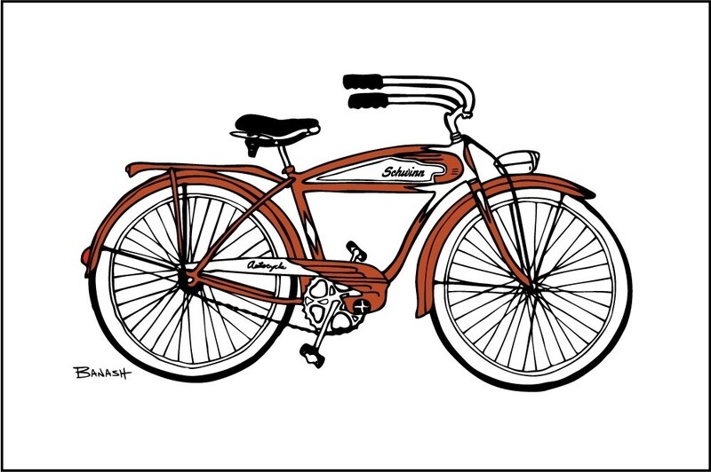 SCHWINN AUTOCYCLE . ORANGE | LOOSE PRINT | ILLUSTRATION | 2:3 RATIO