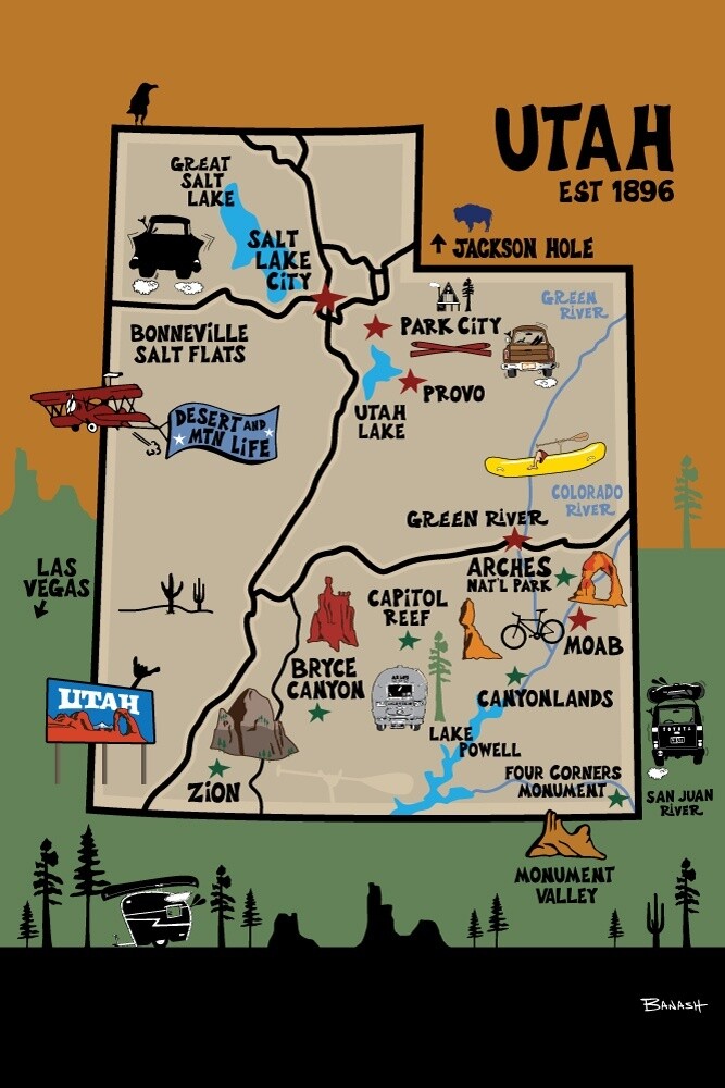 DESTINATIONS . UTAH | CANVAS | ILLUSTRATION | 2:3 RATIO