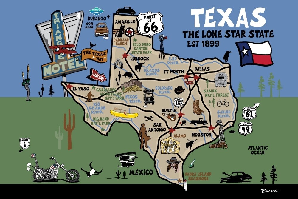 DESTINATIONS . TEXAS | CANVAS | ILLUSTRATION | 2:3 RATIO