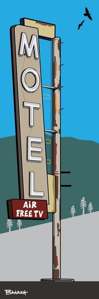 ABANDONED MOTEL SIGN POST | CANVAS | ILLUSTRATION | 1:3 RATIO