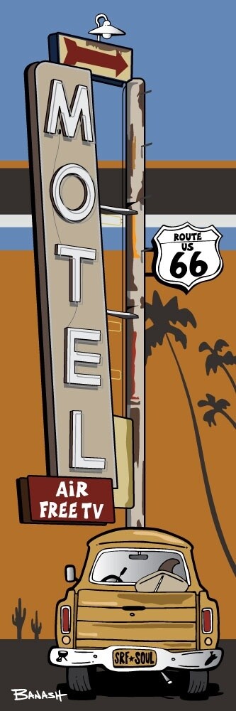 ROUTE 66 MOTEL SIGN POST | LOOSE PRINT | ILLUSTRATION | 1:3 RATIO