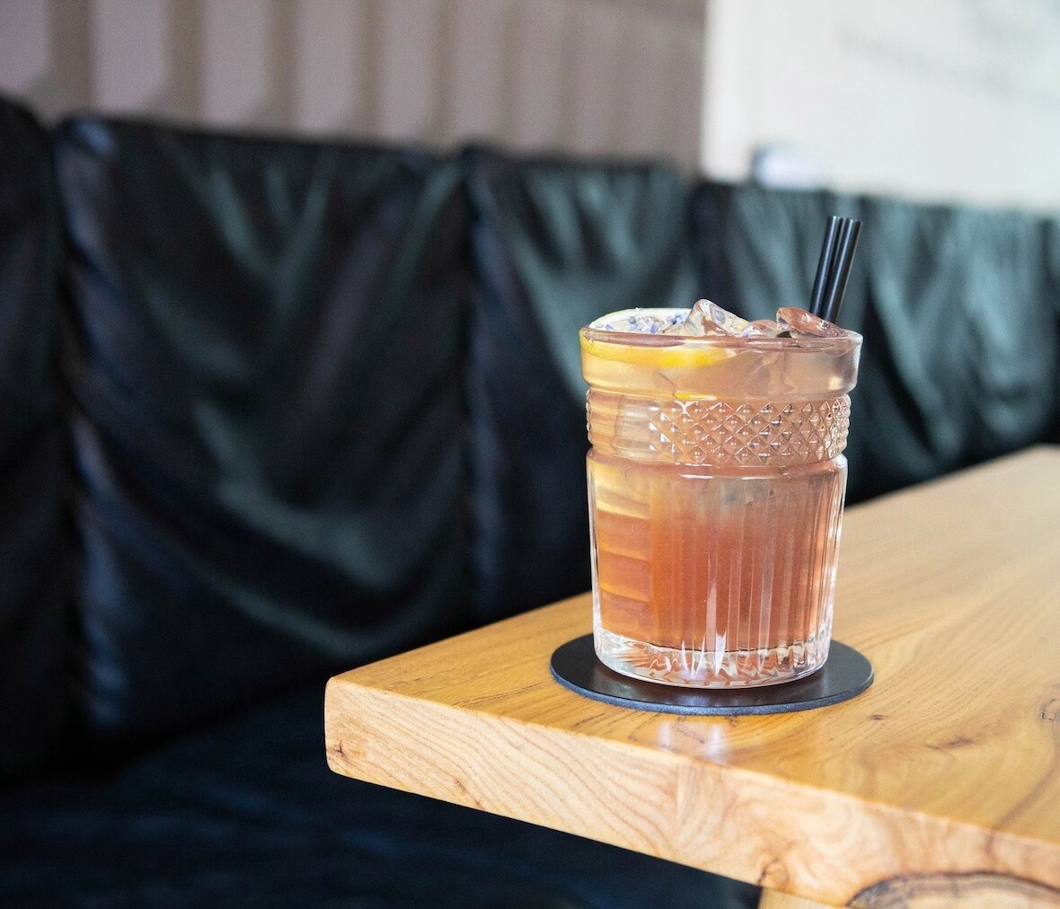 LEATHER DRINK COASTER | BDS LOGO, COLOR: BLACK