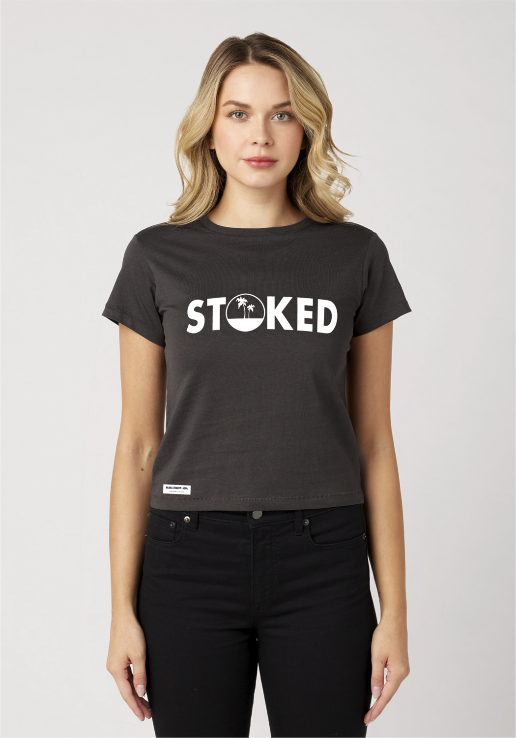 STOKED PALMS . BDS TAG  | WOMEN&#39;S T-SHIRT, COLOR: VINTAGE BLACK, Size: S