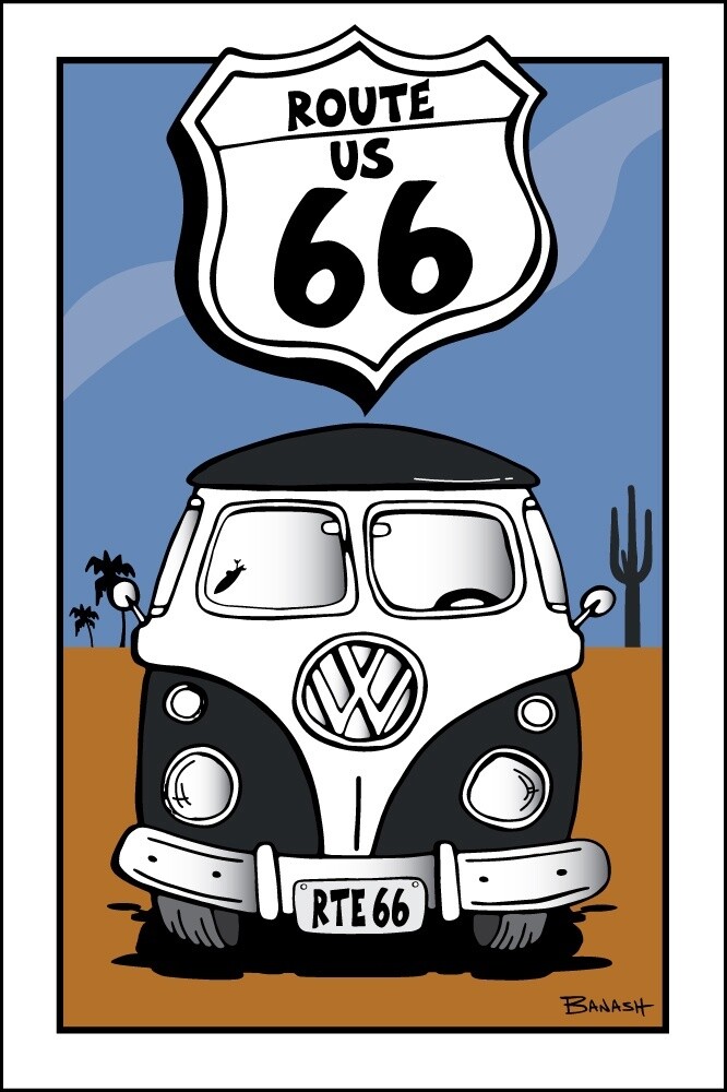 ROUTE 66 . SIMPLE VW BUS GRILL . DESERT LINES | CANVAS | ILLUSTRATION | 2:3 RATIO