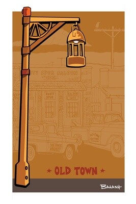 OLD TOWN RUSTY SPUR SALOON . LAMP POST | CANVAS | ILLUSTRATION | 2:3 RATIO