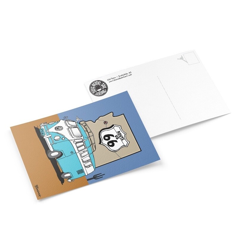 ROUTE 66 . VW BUS . ARIZONA STATE OUTLINE | 6&quot; x 9&quot; POSTCARD
