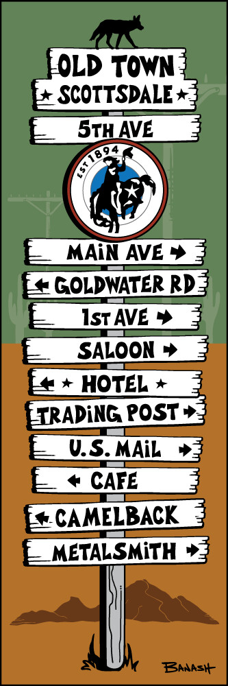 OLD TOWN SCOTTSDALE SIGN POST | CANVAS | ILLUSTRATION | 1:3 RATIO