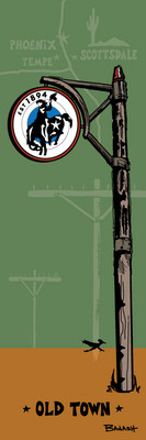 OLD TOWN SCOTTSDALE ROUND SIGN POST | CANVAS | ILLUSTRATION | 1:3 RATIO