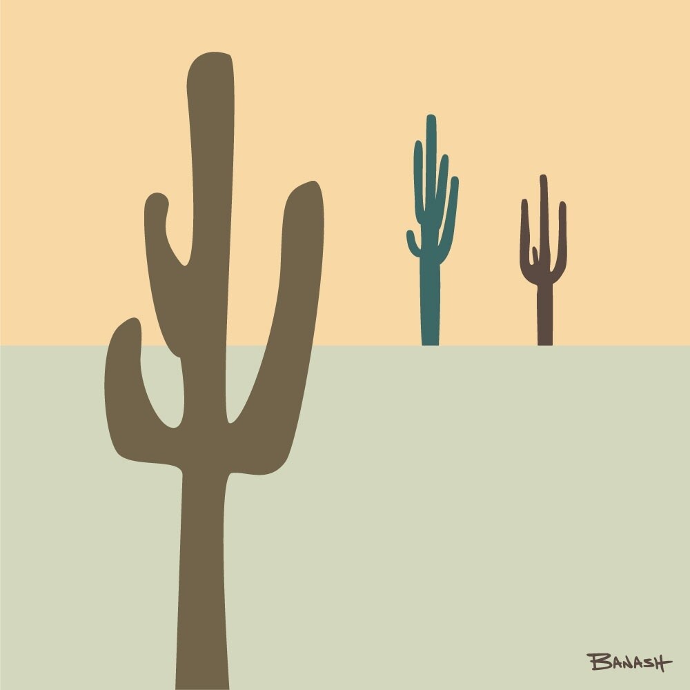 SAGUARO SERENITY . SERIES | CANVAS | ILLUSTRATION | 1:1 RATIO, Size: 12x12, STYLE: I