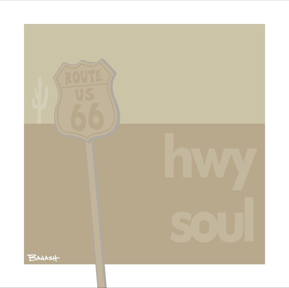 ROUTE 66 FADED SIGN . SERIES | LOOSE PRINT | ILLUSTRATION | 1:1 RATIO, Size: 6x6, STYLE: HWY SOUL