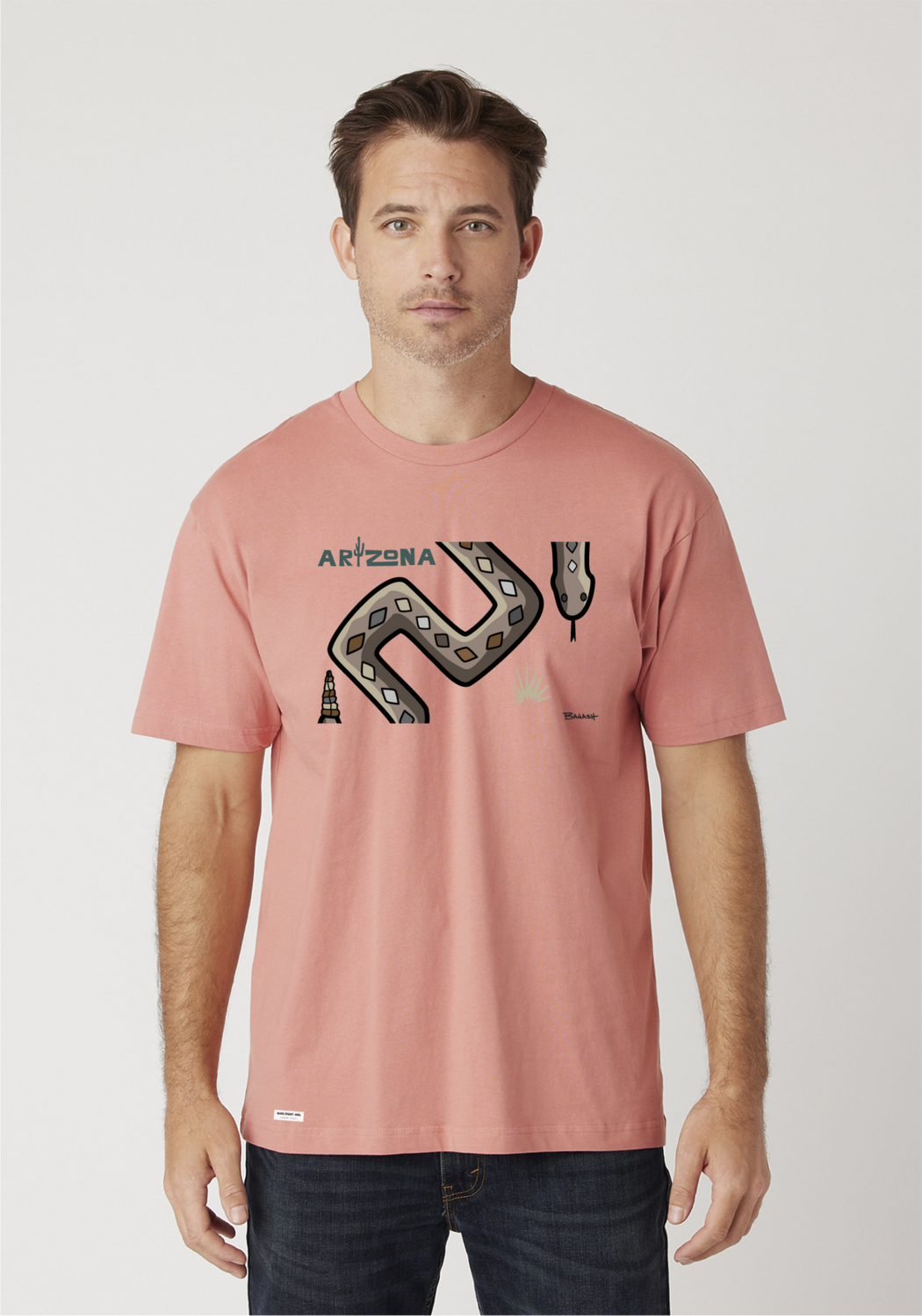 RATTLESNAKE | MEN&#39;S T-SHIRT, COLOR: DUSTY ROSE, Size: S