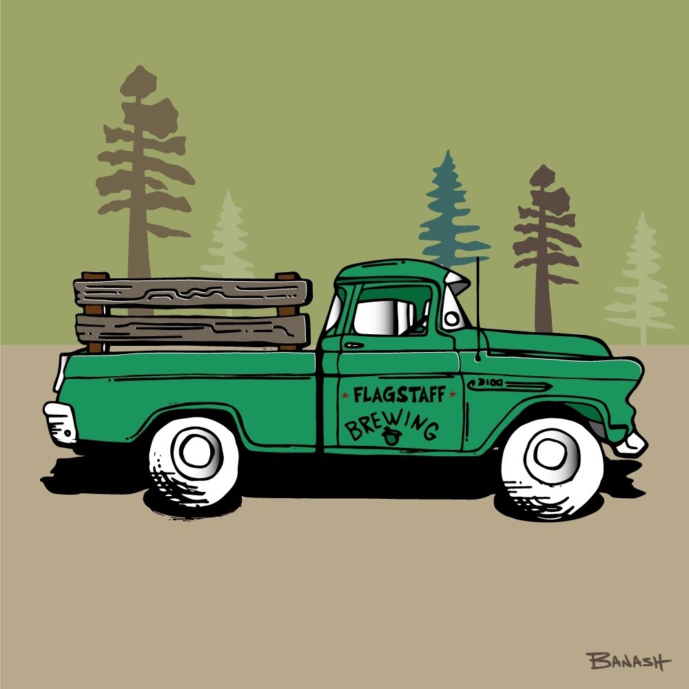 BREWING PICKUP . SERIES | CANVAS | ILLUSTRATION | 1:1 RATIO, Size: 12x12, STYLE: FLAGSTAFF