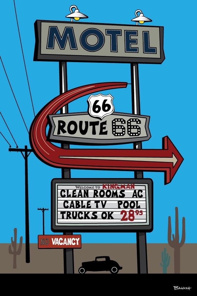 KINGMAN ROUTE 66 MOTEL | CANVAS | ILLUSTRATION | 2:3 RATIO