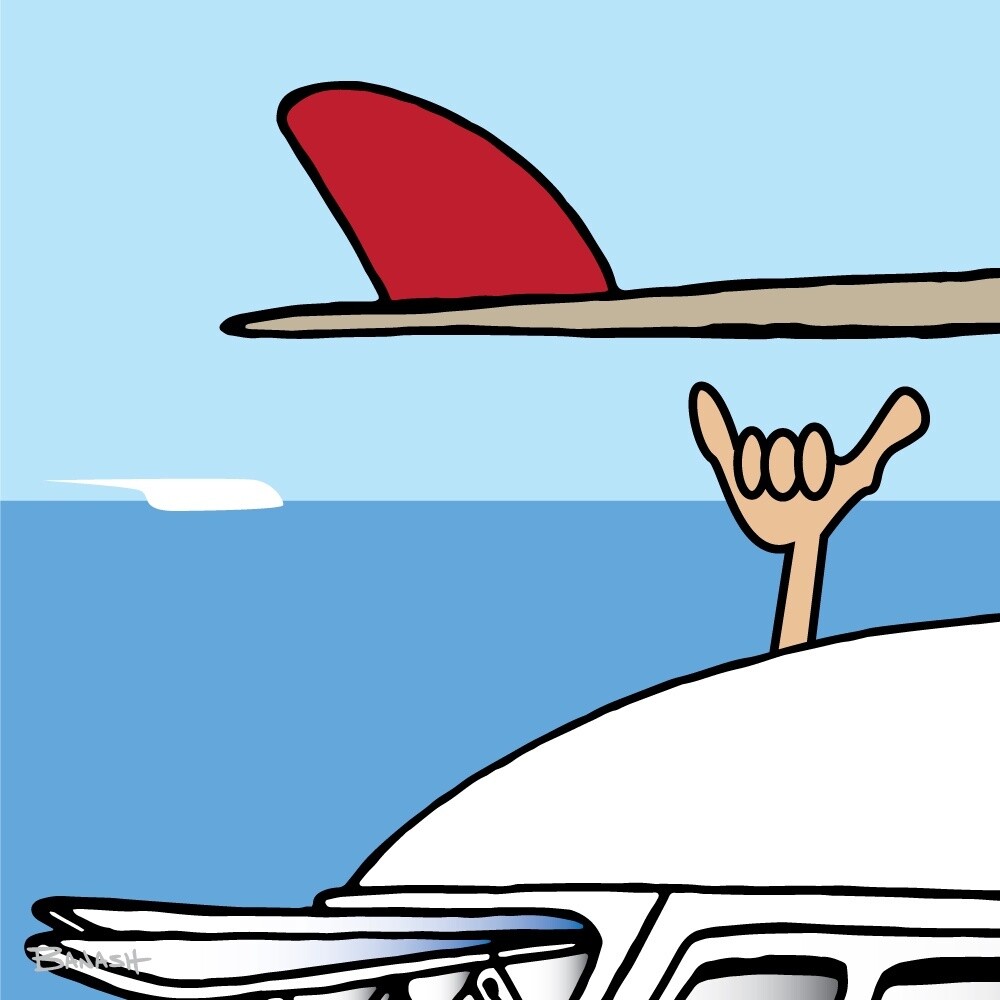 GREM 10 WAVE STOKE . SURFBOARD FIN . SHAKA | CANVAS | ILLUSTRATION | 1:1 RATIO
