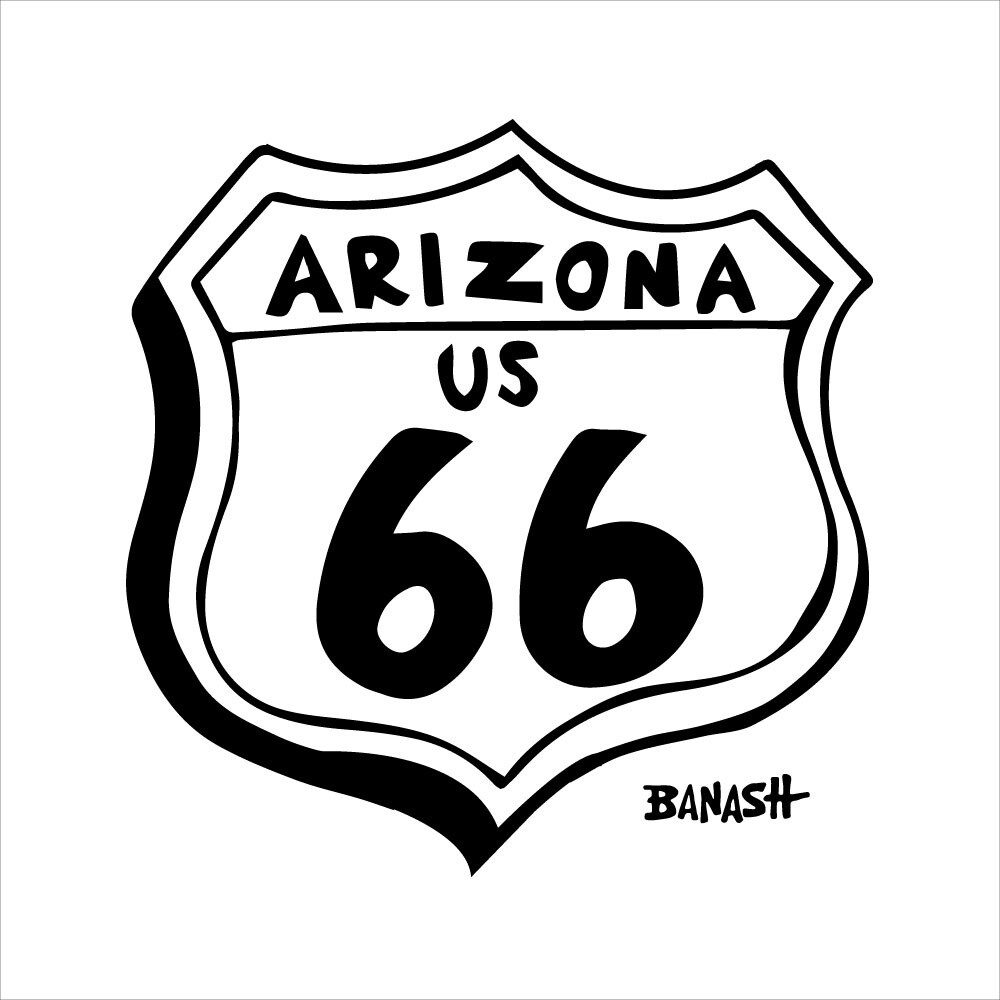 ARIZONA US ROUTE 66 HIGHWAY SIGN | CANVAS | ILLUSTRATION | 1:1 RATIO