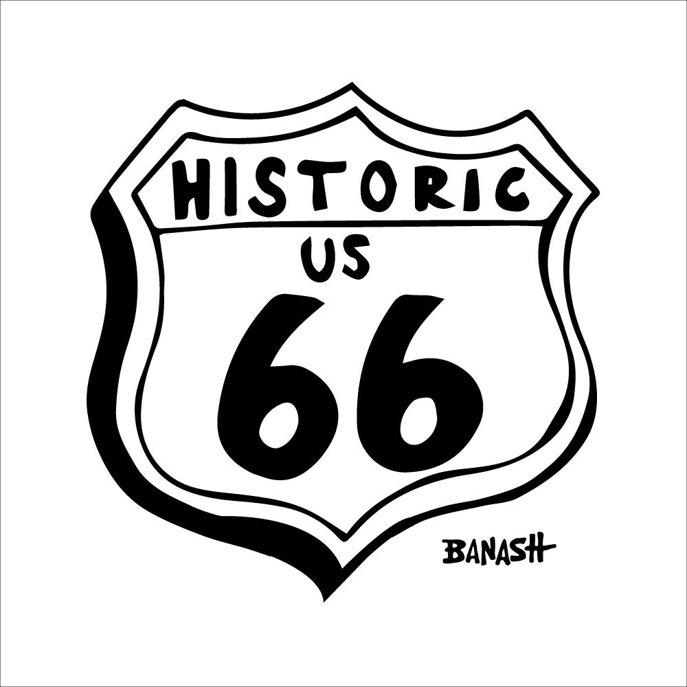 HISTORIC US ROUTE 66 | LOOSE PRINT | ILLUSTRATION | 1:1 RATIO, Size: 6x6