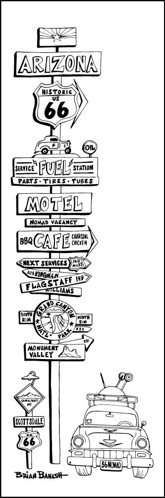 ARIZONA ROUTE 66 . PITSTOPS . NOMAD | CANVAS | SKETCH | 1:3 RATIO