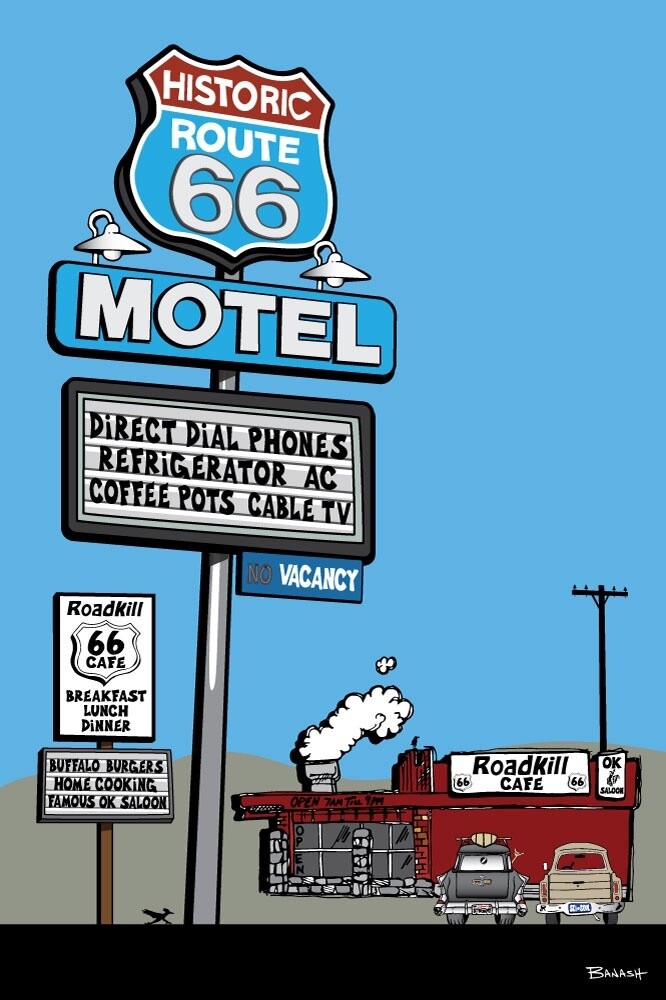 SELIGMAN . HISTORIC ROUTE 66 MOTEL | CANVAS | ILLUSTRATION | 2:3 RATIO