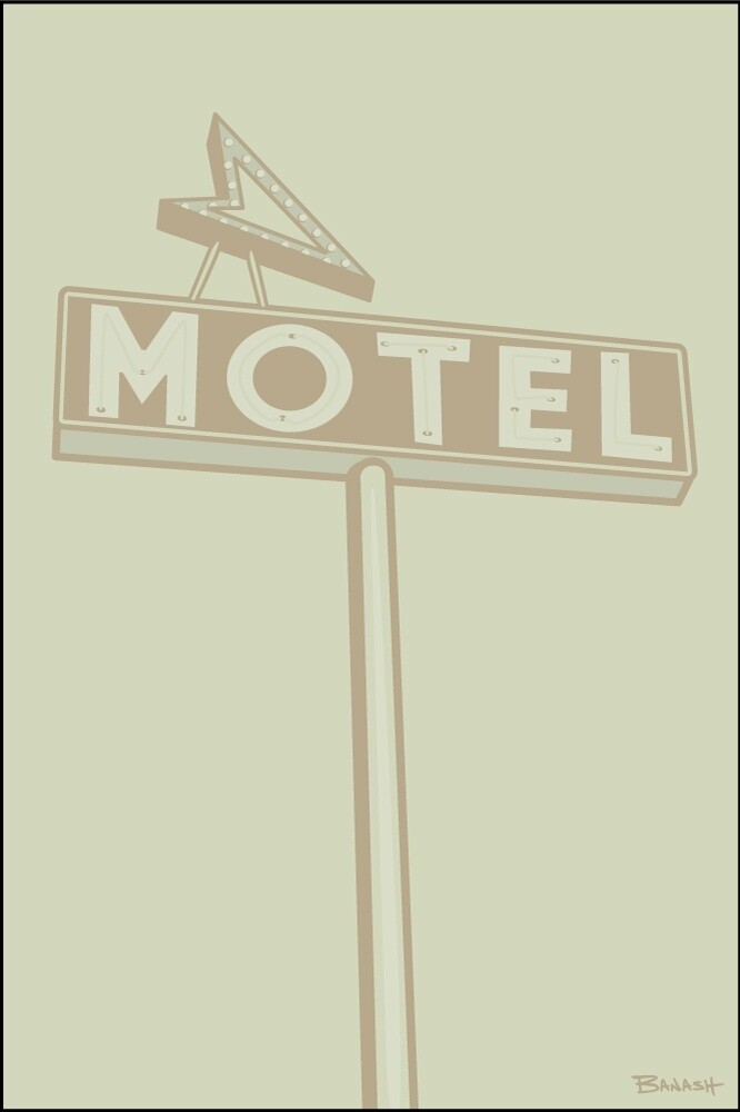 ALBUQUERQUE ROUTE 66 MOTEL SIGN . DRIFTWOOD | LOOSE PRINT | ILLUSTRATION | 2:3 RATIO