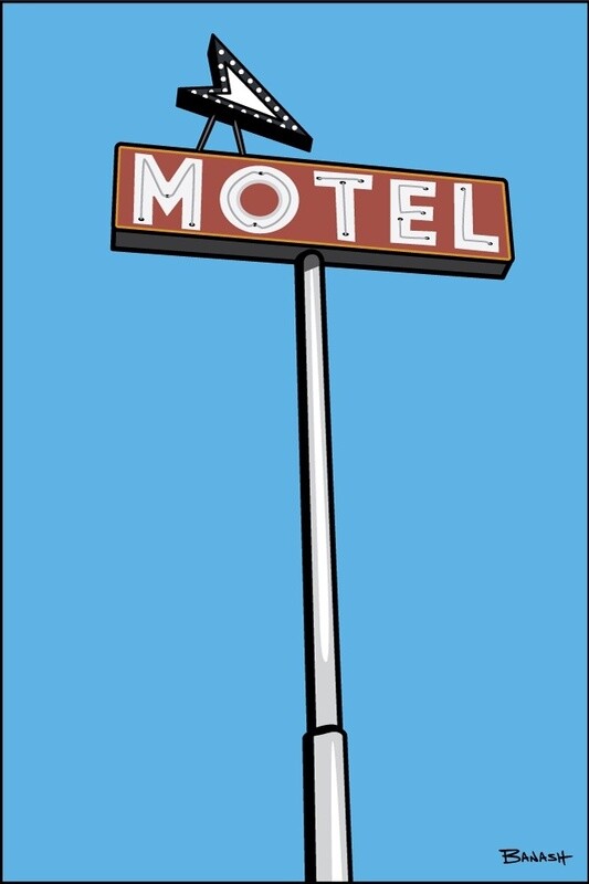 ALBUQUERQUE ROUTE 66 MOTEL SIGN | LOOSE PRINT | ILLUSTRATION | 2:3 RATIO