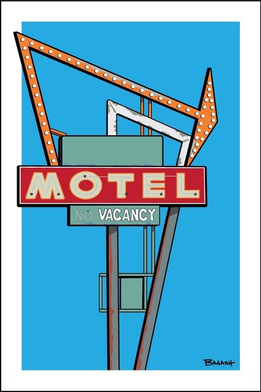 ALBUQUERQUE ROUTE 66 . MOTEL ARROW SIGN | LOOSE PRINT | ILLUSTRATION | 2:3 RATIO