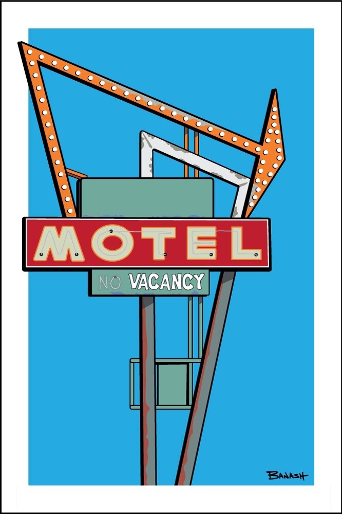 ALBUQUERQUE ROUTE 66 . MOTEL ARROW SIGN | CANVAS | ILLUSTRATION | 2:3 RATIO