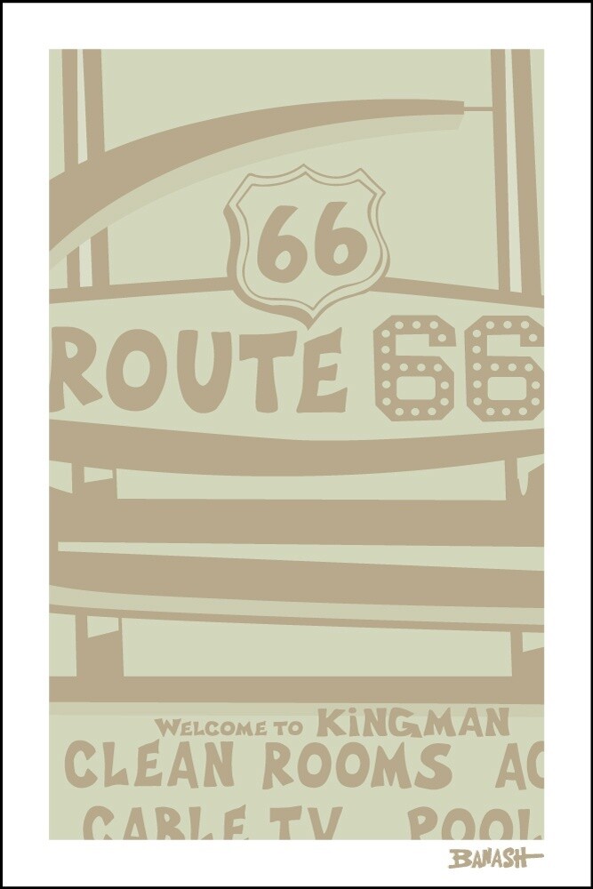 KINGMAN . ROUTE 66 MOTEL . DRIFTWOOD | LOOSE PRINT | ILLUSTRATION | 2:3 RATIO