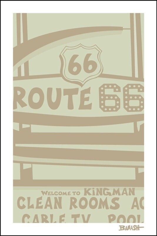 KINGMAN . ROUTE 66 MOTEL . DRIFTWOOD | LOOSE PRINT | ILLUSTRATION | 2:3 RATIO