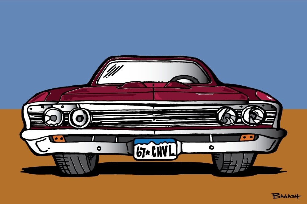 &#39;67 CHEVELLE SAND LINES | CANVAS | ILLUSTRATION | 2:3 RATIO, Size: 12x18