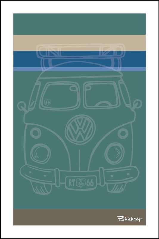 ROUTE 66 BUS GRILL . SURF LINES . REEF | LOOSE PRINT | ILLUSTRATION | 2:3 RATIO