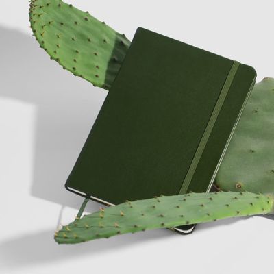 GREEN CACTUS LEATHER LINED NOTEBOOK