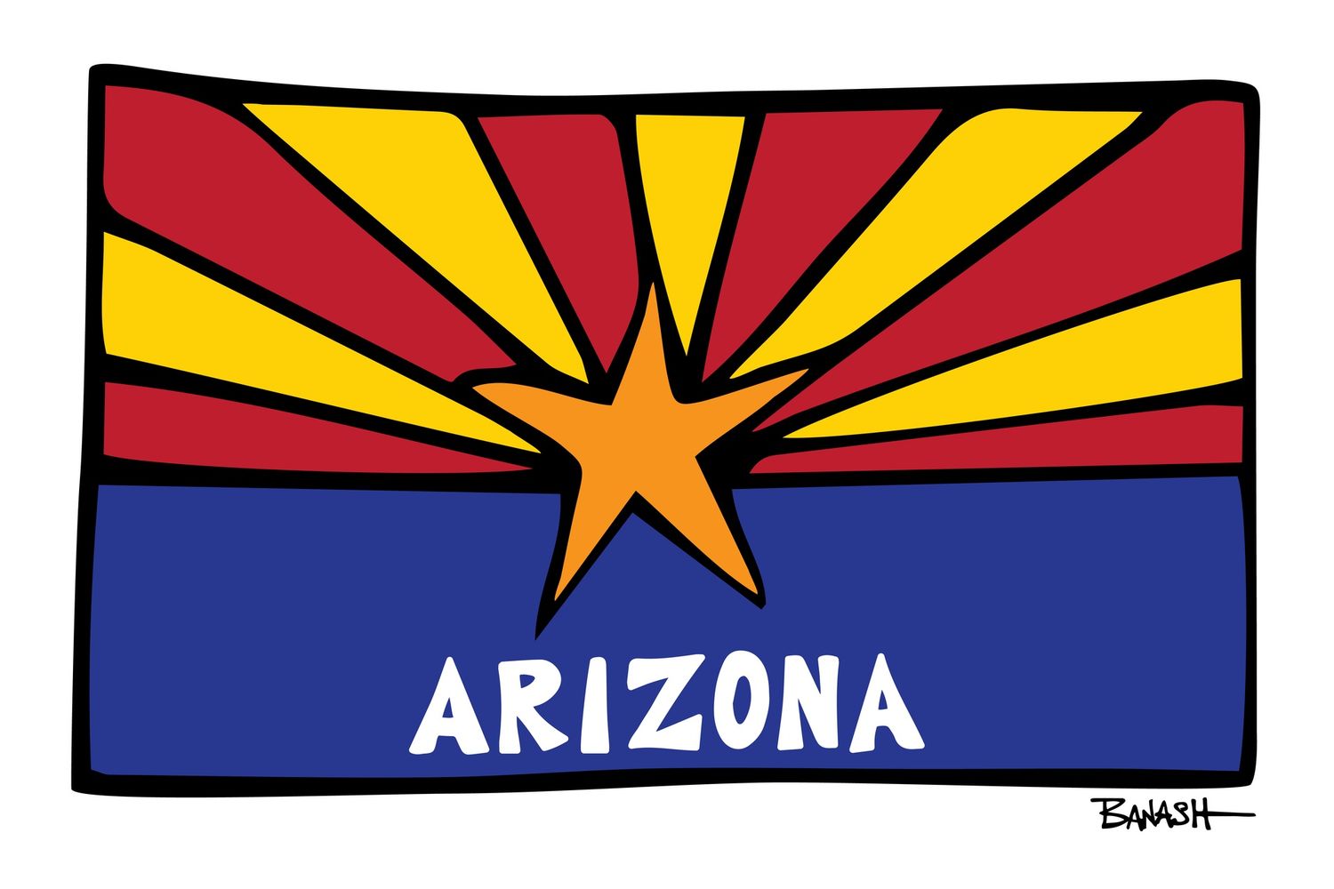 ARIZONA STATE FLAG . DESTINATION SERIES | 6&quot; x 9&quot; POSTCARD, STYLE: ARIZONA