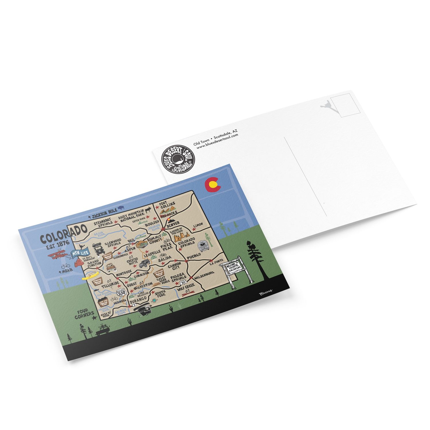COLORADO DESTINATIONS MAP | 6&quot; x 9&quot; POSTCARD