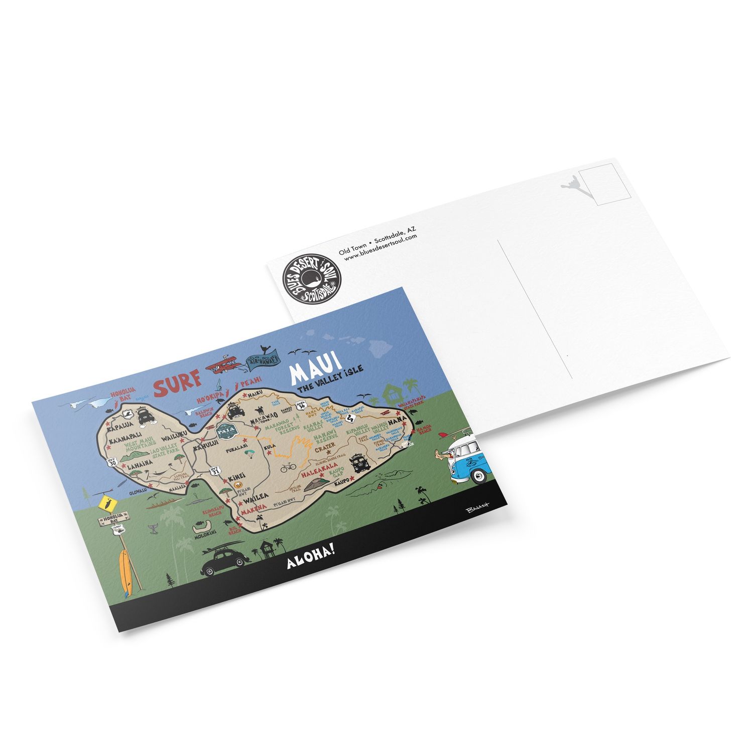 HAWAIIAN ISLAND MAP . MAUI . VALLEY ISLE | 6&quot; x 9&quot; POSTCARD