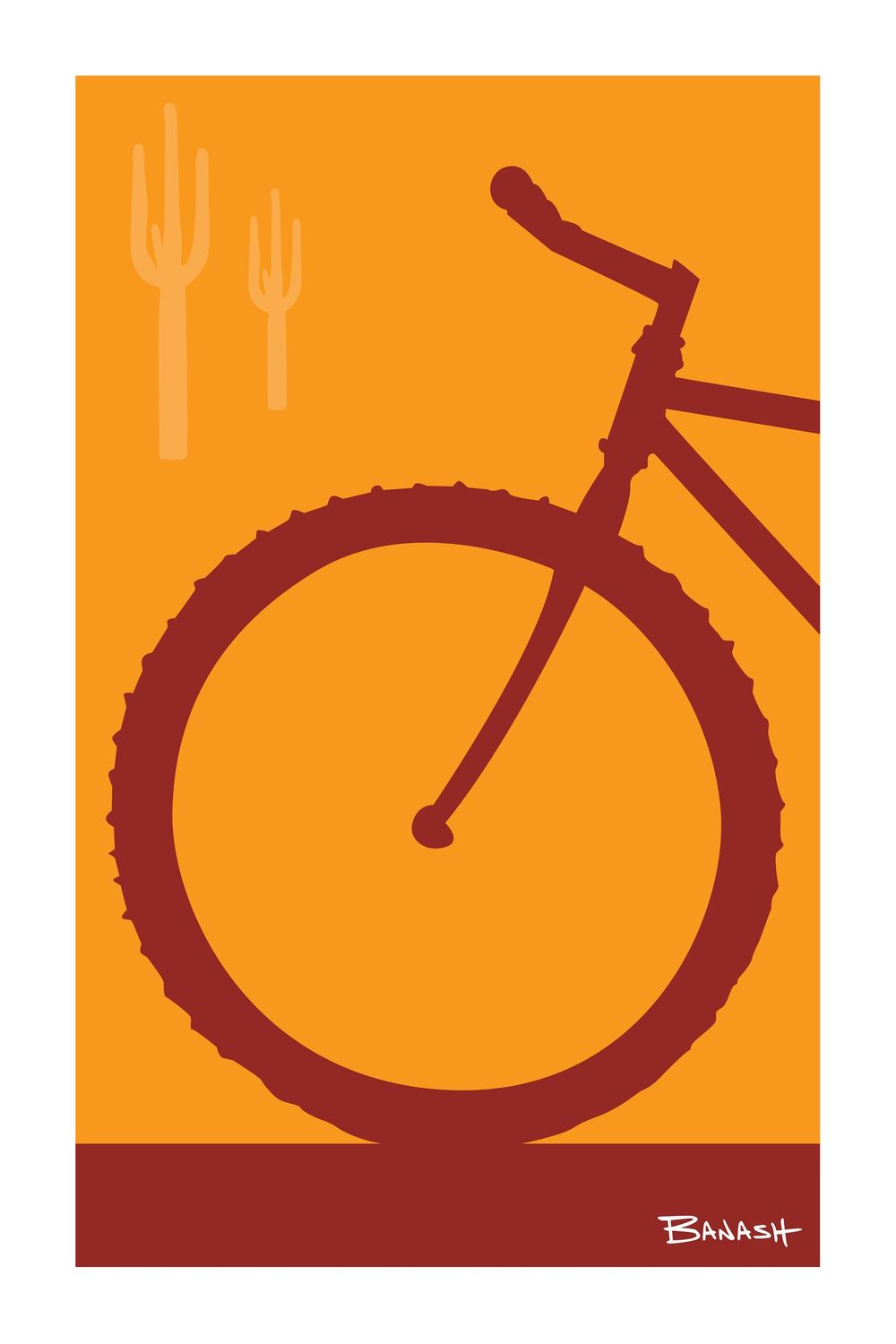 MOUNTAIN BIKE . FRONT END . CACTUS. COLOR SERIES | 6&quot; x 9&quot; POSTCARD, COLOR: SUNDOWN