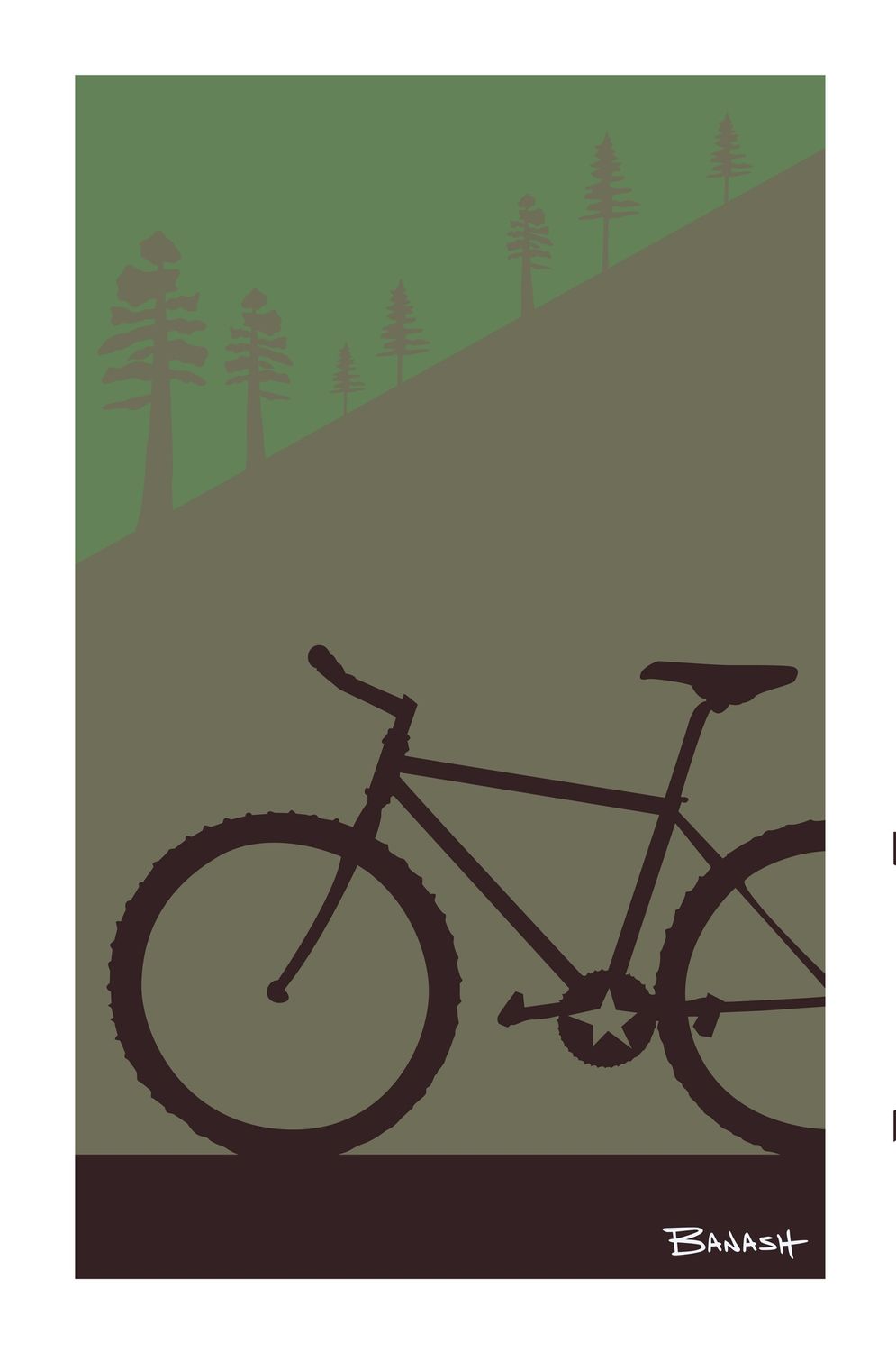MOUNTAIN BIKE . SLOPE . COLOR SERIES | 6&quot; x 9&quot; POSTCARD, COLOR: FOREST