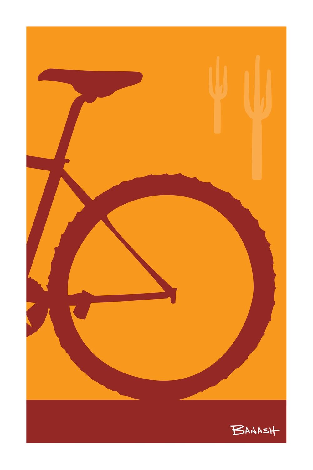 MOUNTAIN BIKE . TAIL . CACTUS . COLOR SERIES | 6&quot; x 9&quot; POSTCARD, COLOR: SUNDOWN