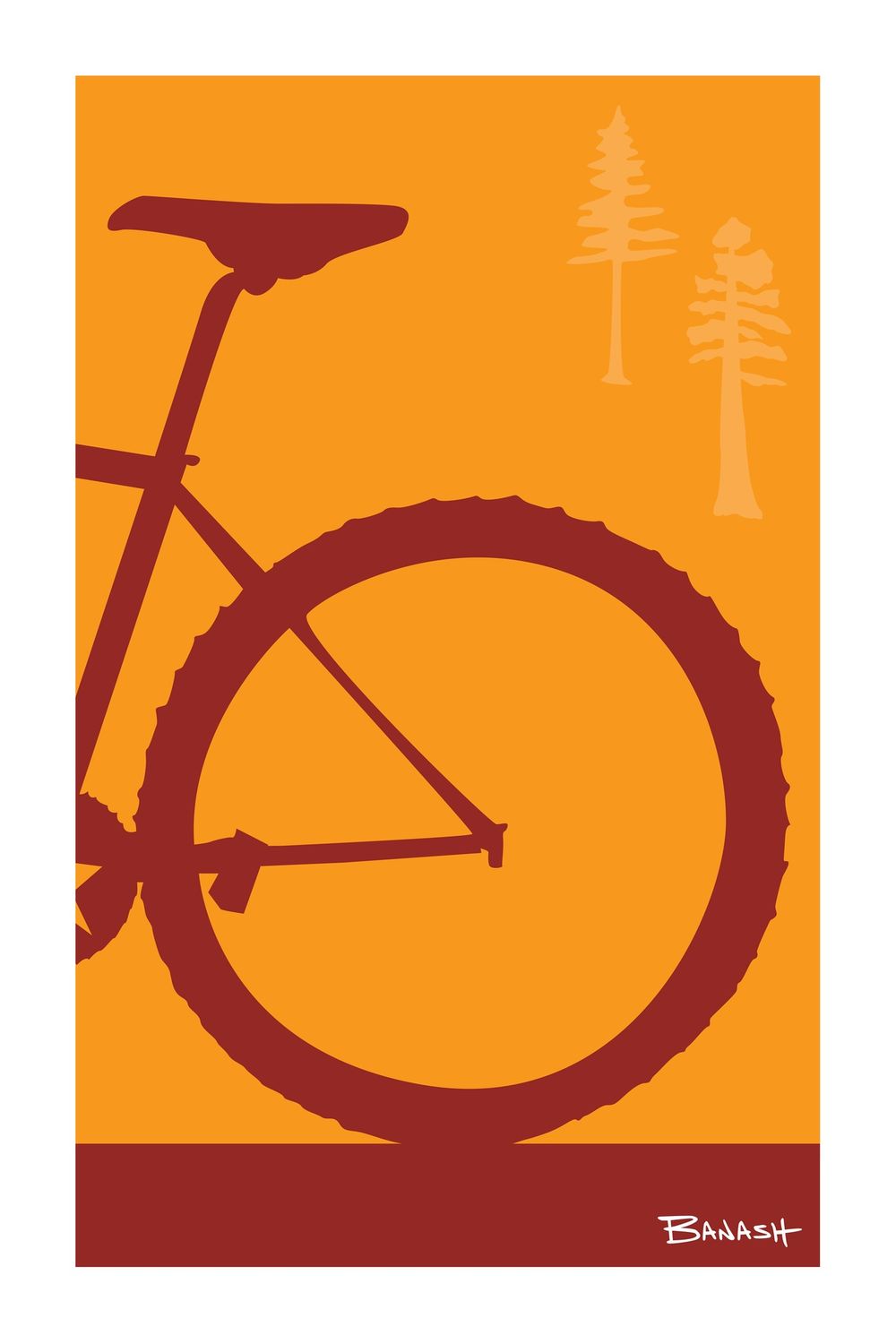 MOUNTAIN BIKE . TAIL . PINE . COLOR SERIES | 6&quot; x 9&quot; POSTCARD, COLOR: SUNDOWN